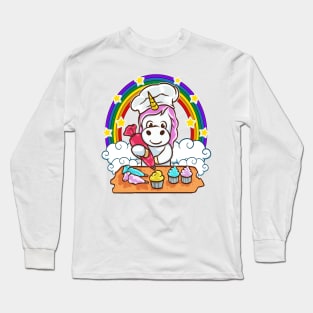 Unicorn Backing Cupcake Long Sleeve T-Shirt